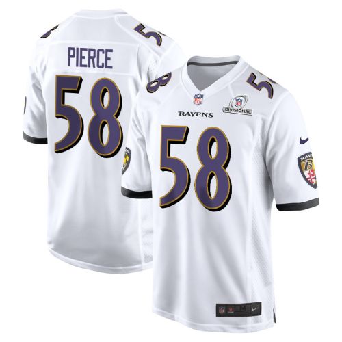 Michael Pierce 58 Baltimore Ravens 2024 Divisional Patch Game Men Jersey - White