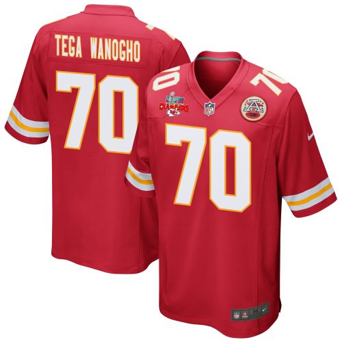 Prince Tega Wanogho 70 Kansas City Chiefs Super Bowl LVII Champions 3 Stars Men Game Jersey - Red