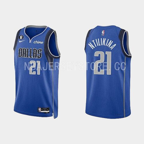 Dallas Mavericks 21 Frank Ntilikina 2022-23 Icon Edition Royal Men Jersey