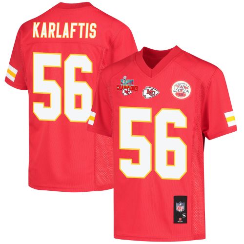 George Karlaftis 56 Kansas City Chiefs Super Bowl LVII Champions 3 Stars Youth Game Jersey - Red