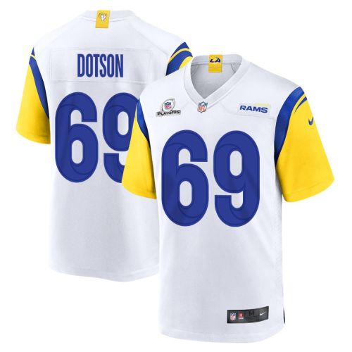 Kevin Dotson 69 Los Angeles Rams 2023 Playoffs Patch Game Men Jersey - White