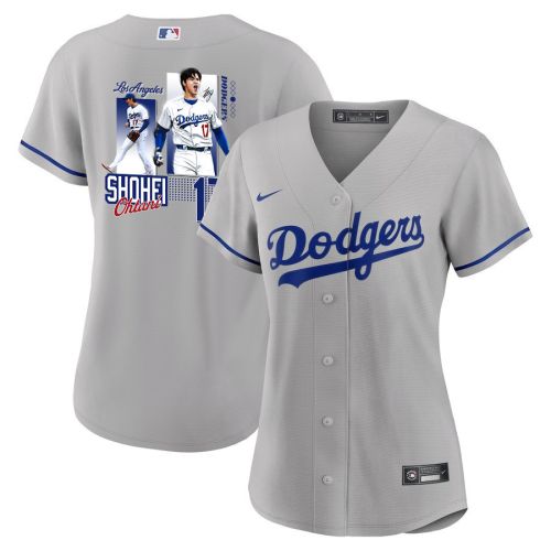 Shohei Ohtani 17 Los Angeles Dodgers Signed Welcome To The Sho Women Jersey - Gray