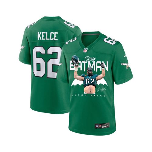 Jason Kelce 62 Philadelphia Eagles Sexy Batman Game YOUTH Jersey - Green