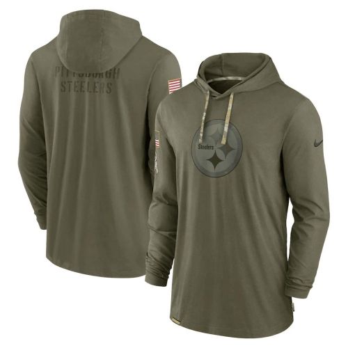 Men Pittsburgh Steelers 2022 Salute to Service Tonal Pullover Hoodie - Olive