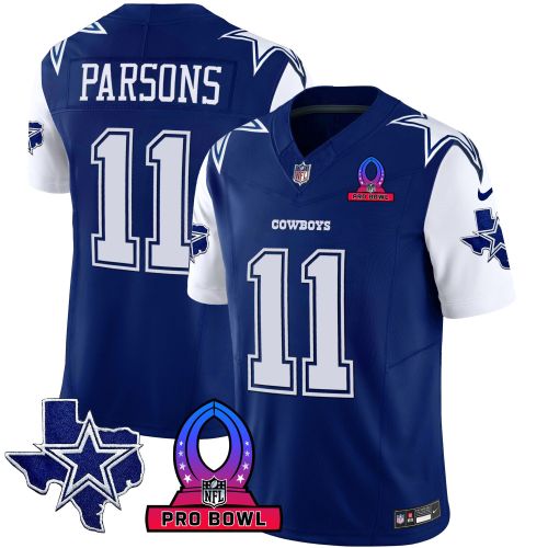 Micah Parsons 11 Dallas Cowboys 2024 Pro Bowl Patch Game Men Jersey - Royal