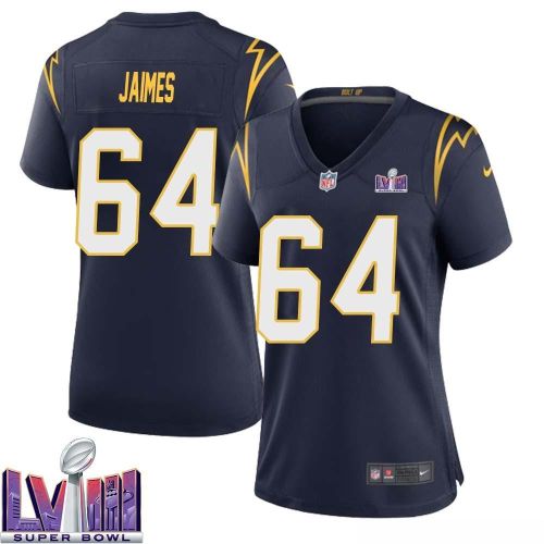 Brenden Jaimes 64 Los Angeles Chargers Super Bowl LVIII Women Alternate Game Jersey - Navy