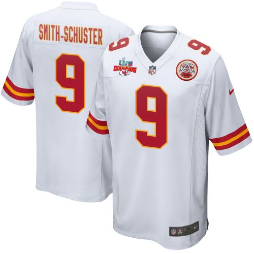 JuJu Smith-Schuster 9 Kansas City Chiefs Super Bowl LVII Champions 3 Stars Men Game Jersey - White