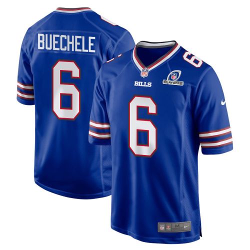 Shane Buechele 6 Buffalo Bills 2023 Playoffs Patch Game Men Jersey - Royal