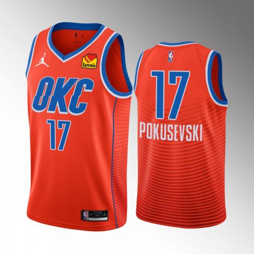 Oklahoma City Thunder Aleksej Pokusevski 17 2022-23 Statement Edition Orange Jersey Swingman