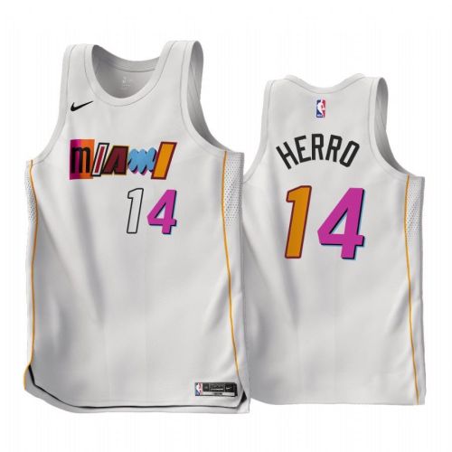 Miami Heat Tyler Herro 2022-23 City Edition White 14 Jersey - Men Jersey