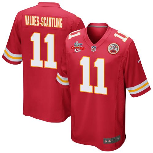 Marquez Valdes-Scantling 11 Kansas City Chiefs Super Bowl LVII Champions 3 Stars Men Game Jersey - Red