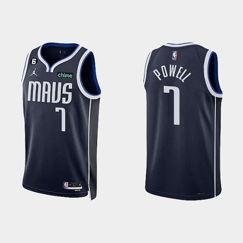 Dallas Mavericks 7 Dwight Powell 2022-23 Statement Edition Navy Men Jersey