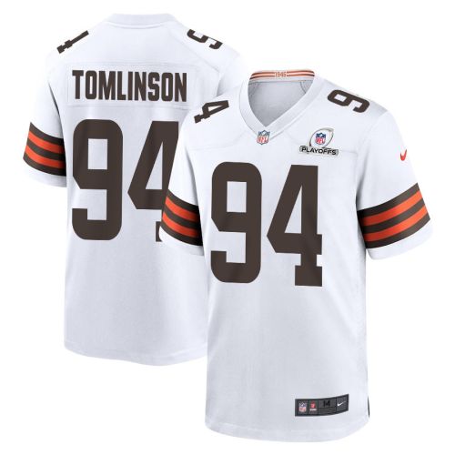 Dalvin Tomlinson 94 Cleveland Browns 2023 Playoffs Patch Game Men Jersey - White