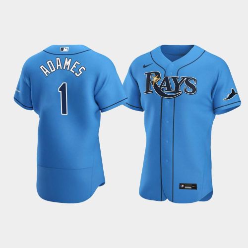 Men's Tampa Bay Rays 1 Willy Adames Light Blue Alternate Jersey Jersey