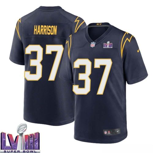 Rodney Harrison 37 Los Angeles Chargers Super Bowl LVIII Men Alternate Game Jersey - Navy