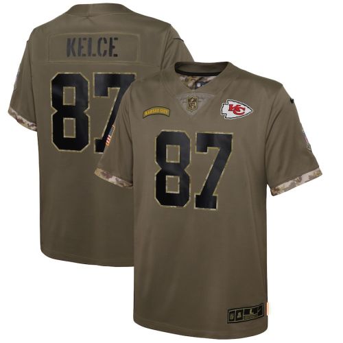 Travis Kelce Kansas City Chiefs 2022 Salute To Service Player Limited Jersey - Olive