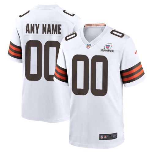 Cleveland Browns 2023 Playoffs Patch Game Men Custom Jersey - White