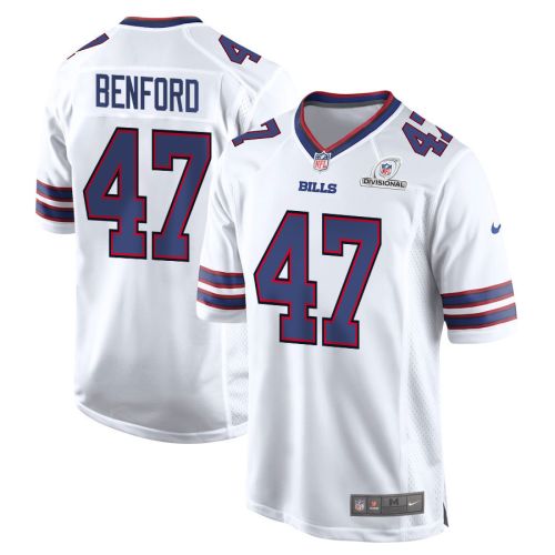 Christian Benford 47 Buffalo Bills 2024 Divisional Patch Game Men Jersey - White