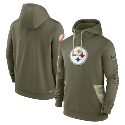 Pittsburgh Steelers 2022 Salute to Service Therma Performance Pullover Hoodie - Olive, Men