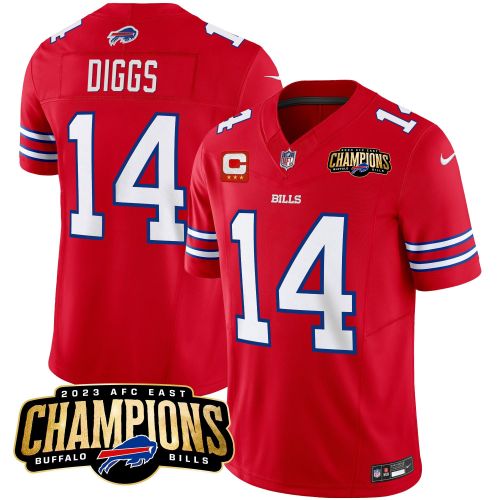 Stefon Diggs 14 Buffalo Bills 2023 AFC East Champions Patch Game Men Jersey - Red