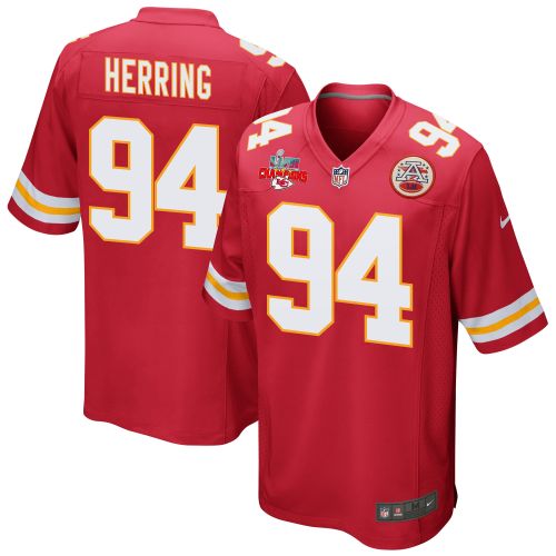 Malik Herring 94 Kansas City Chiefs Super Bowl LVII Champions 3 Stars Men Game Jersey - Red