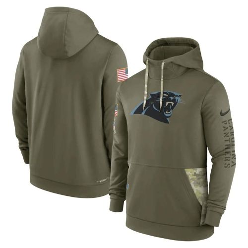 Carolina Panthers 2022 Salute to Service Therma Performance Pullover Men Hoodie - Olive