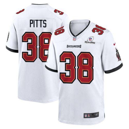 Derrek Pitts 38 Tampa Bay Buccaneers 2023 Playoffs Patch Game Men Jersey - White