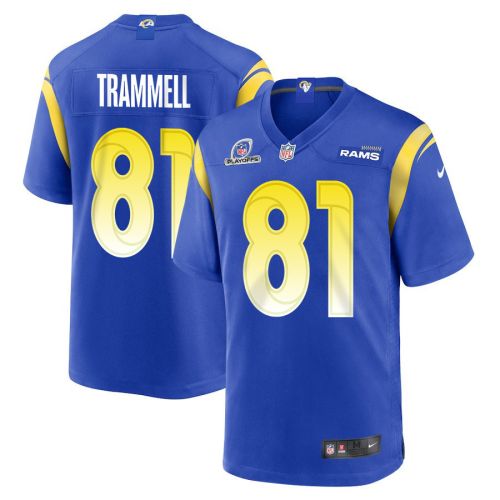 Austin Trammell 81 Los Angeles Rams 2023 Playoffs Patch Game Men Jersey - Royal