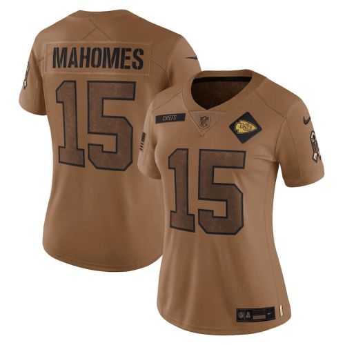 Patrick Mahomes 15 Kansas City Chiefs 2023 Salute To Service Limited Women Jersey - Brown