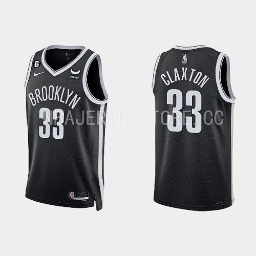 Brooklyn Nets 33 Nicolas Claxton 2022-23 Icon Edition Black Men Jersey