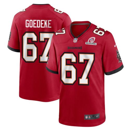 Luke Goedeke 67 Tampa Bay Buccaneers 2024 Divisional Patch Game Men Jersey - Red