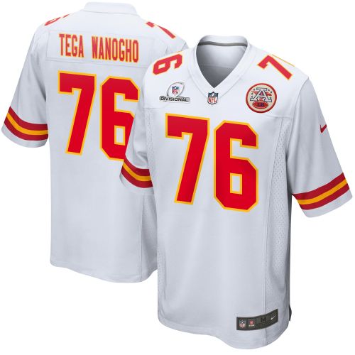 Prince Tega Wanogho 76 Kansas City Chiefs 2024 Divisional Patch Game Men Jersey - White