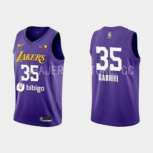 2022-23 Los Angeles Lakers Wenyen Gabriel Training Camp Purple Men Jersey