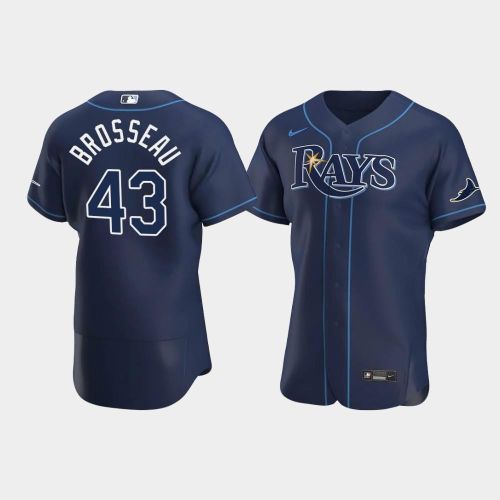 Men's Tampa Bay Rays 43 Mike Brosseau Navy Alternate Jersey Jersey