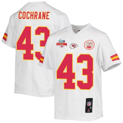 Jack Cochrane 43 Kansas City Chiefs Super Bowl LVII Champions 3 Stars Youth Game Jersey - White