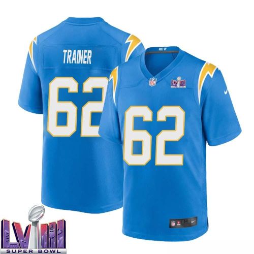 Andrew Trainer 62 Los Angeles Chargers Super Bowl LVIII Men Home Game Jersey - Powder Blue