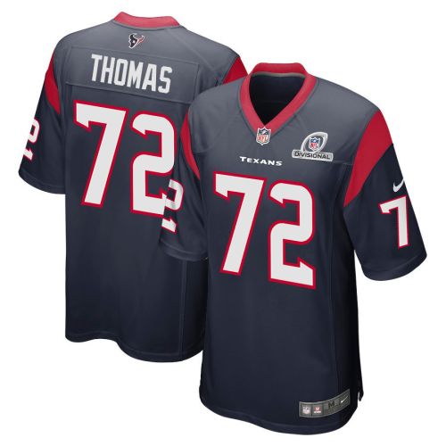 Jaylon Thomas 72 Houston Texans 2024 Divisional Patch Game Men Jersey - Navy