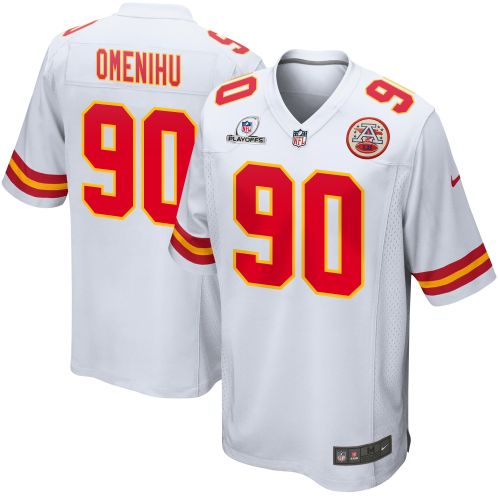 Charles Omenihu 90 Kansas City Chiefs 2023 Playoffs Patch Game Men Jersey - White