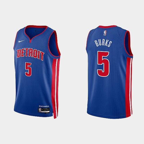 Detroit Pistons 5 Alec Burks 2022-23 Icon Edition Royal Men Jersey