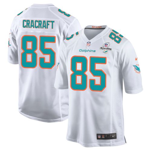 River Cracraft 85 Miami Dolphins 2023 Playoffs Patch Game Men Jersey - White