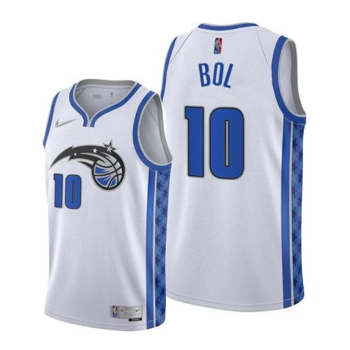 Bol Bol 10 Orlando Magic 2022 Earned Edition White Jersey Diamond Badge - Men Jersey