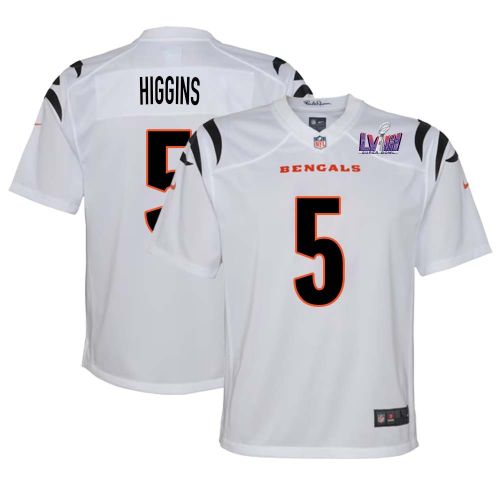 Tee Higgins 5 Cincinnati Bengals Super Bowl LVIII YOUTH Away Limited Jersey - White