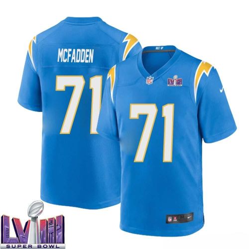 Jordan McFadden 71 Los Angeles Chargers Super Bowl LVIII Men Home Game Jersey - Powder Blue