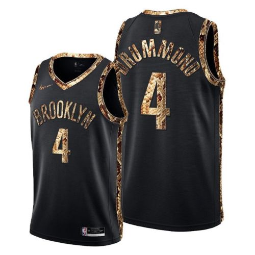 Andre Drummond 4 Brooklyn Nets Python Skin Black Jersey 2022 Trade - Men Jersey