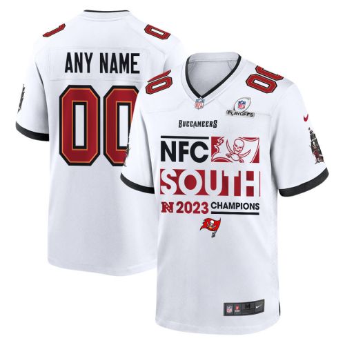 Tampa Bay Buccaneers 2023 NFC South Division Champions Conquer Game Men Custom Jersey - White