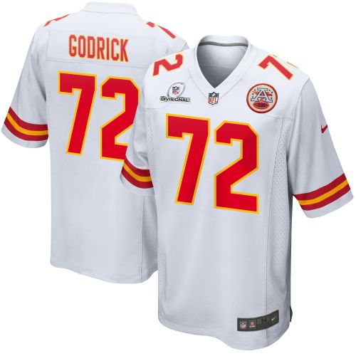 Chukwuebuka Godrick 72 Kansas City Chiefs 2024 Divisional Patch Game Men Jersey - White