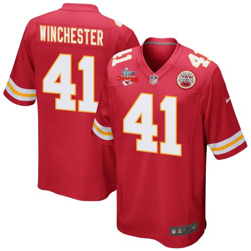 James Winchester 41 Kansas City Chiefs Super Bowl LVII Champions 3 Stars Men Game Jersey - Red