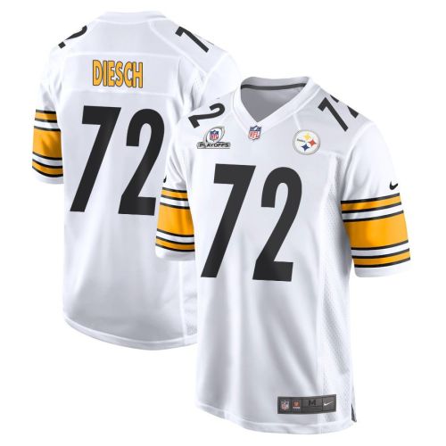 Kellen Diesch 72 Pittsburgh Steelers 2023 Playoffs Patch Game Men Jersey - White