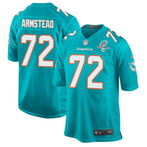 Terron Armstead 72 Miami Dolphins 2023 Playoffs Patch Game Men Jersey - Aqua