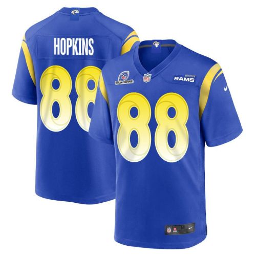 Brycen Hopkins 88 Los Angeles Rams 2023 Playoffs Patch Game Men Jersey - Royal